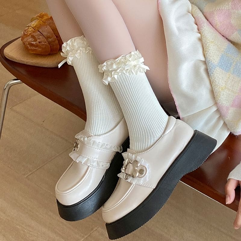 Bow Frill Trim Socks