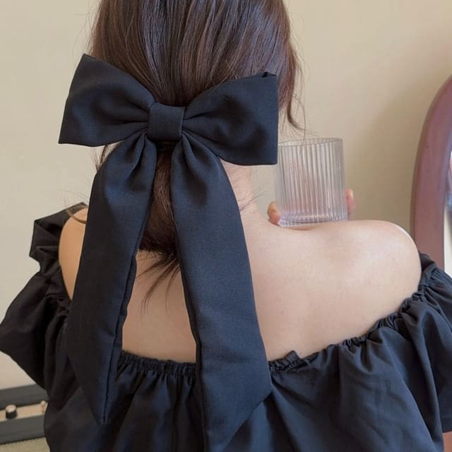 Bow Hair Clip / Headband - Black / One Size