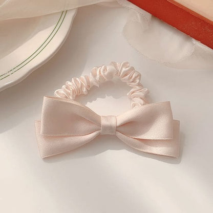 Bow Hair Tie / Hair Clip - Hair Tie - Beige / One Size