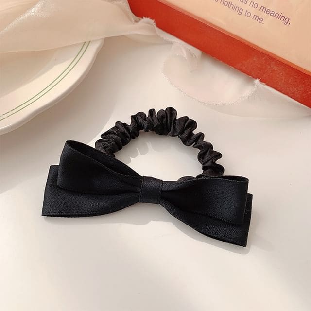 Bow Hair Tie / Hair Clip - Hair Tie - Black / One Size