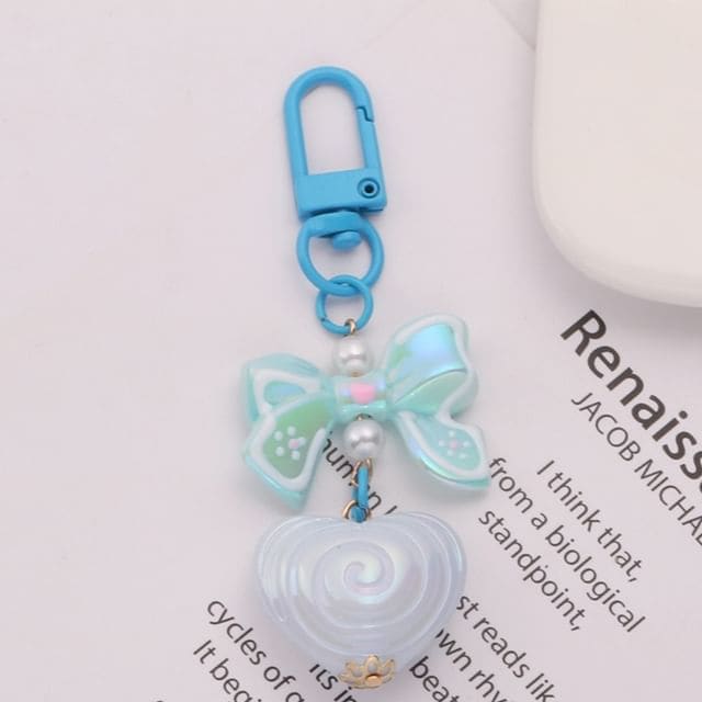 Bow Heart Acrylic Bag Charm Keyring (Various Designs)