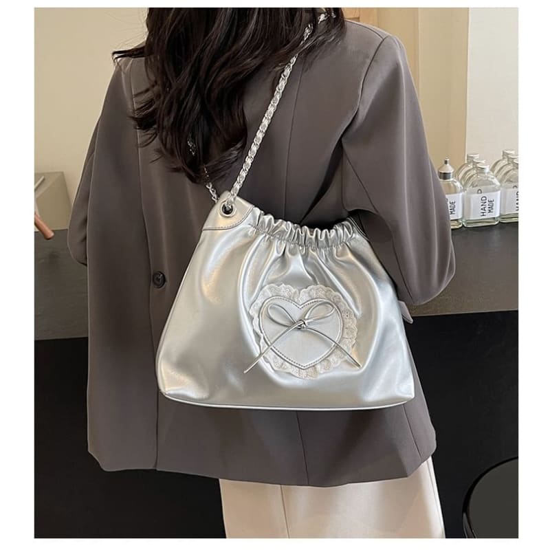 Bow Heart Chain Shoulder Bag