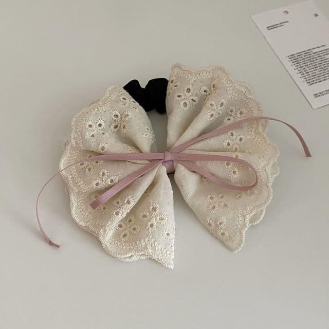 Bow Lace Scrunchie - Pink / One Size