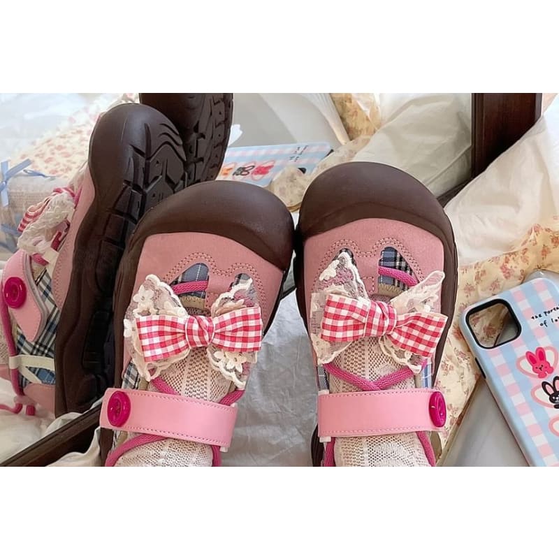 Bow Lace Trim Mary Jane Shoes