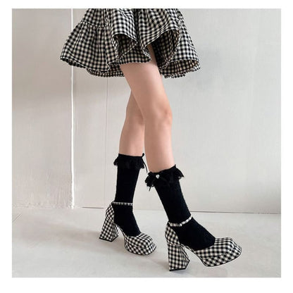 Bow Lace Trim Socks