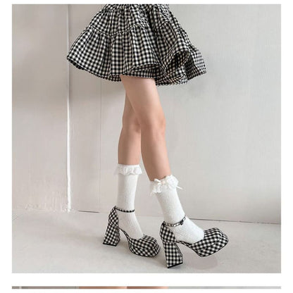 Bow Lace Trim Socks