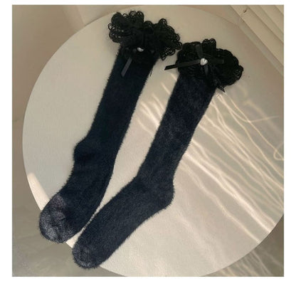 Bow Lace Trim Socks