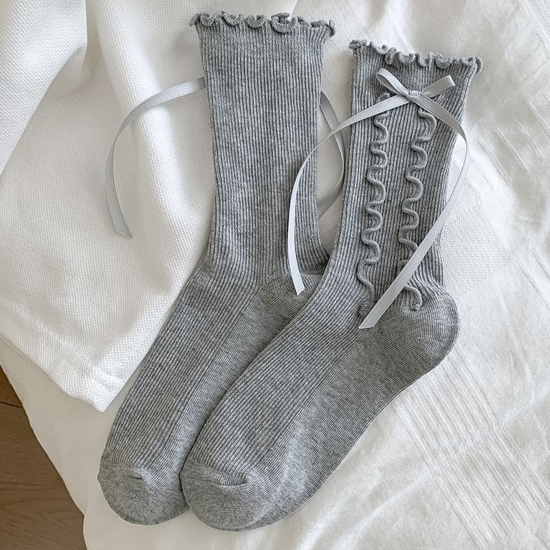 Bow Lettuce Edge Socks / Set