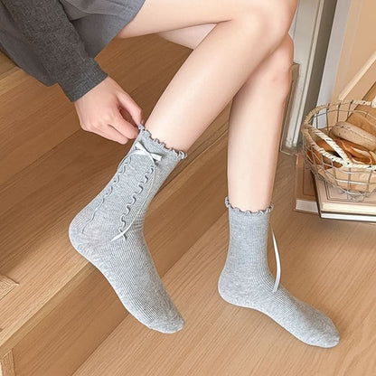 Bow Lettuce Edge Socks / Set