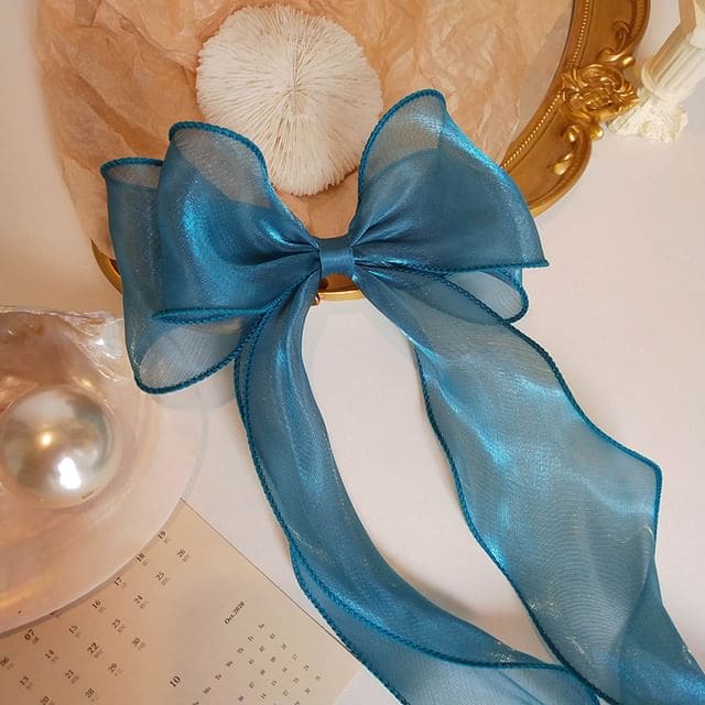 Bow Mesh Hair Clip - D7 - Ice Blue / One Size