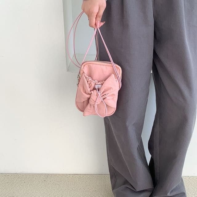 Bow Nylon Crossbody Bag - Pink / One SIze