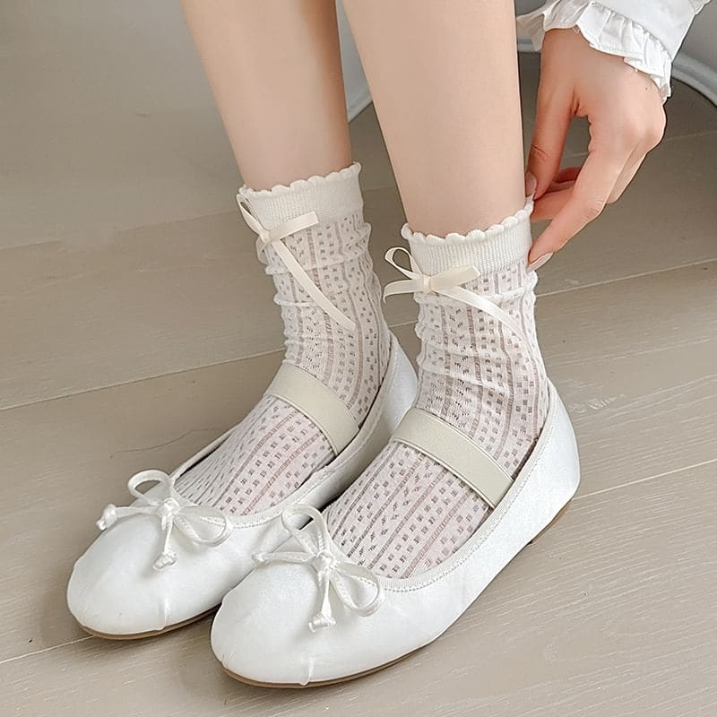 Bow Pointelle Socks