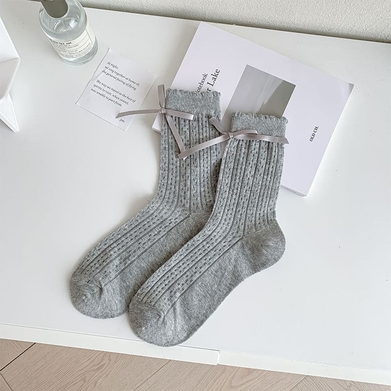 Bow Pointelle Socks