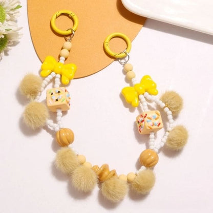 Bow Pom Pom Bag Charm - Q1423-2 - Yellow / One Size