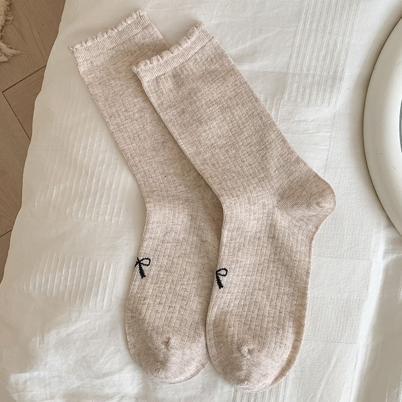 Bow Print Ribbed Socks Set