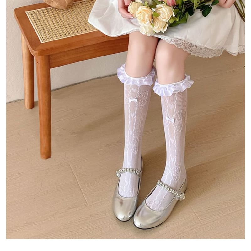 Bow Print Ruffle Socks