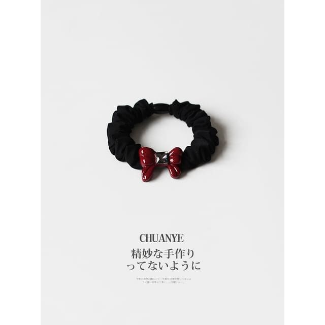 Bow Rhinestone Scrunchie / Heart Scrunchie - 02 - Bow - Red