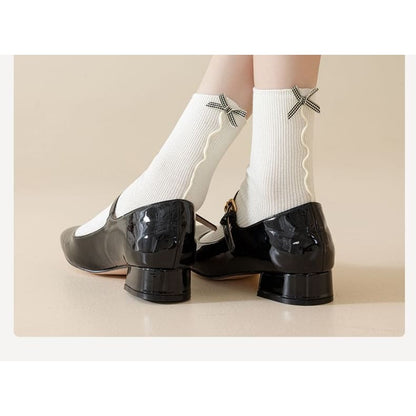 Bow Ribbed Short Socks Set