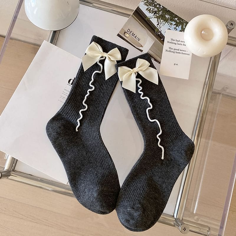 Bow Ribbed Socks