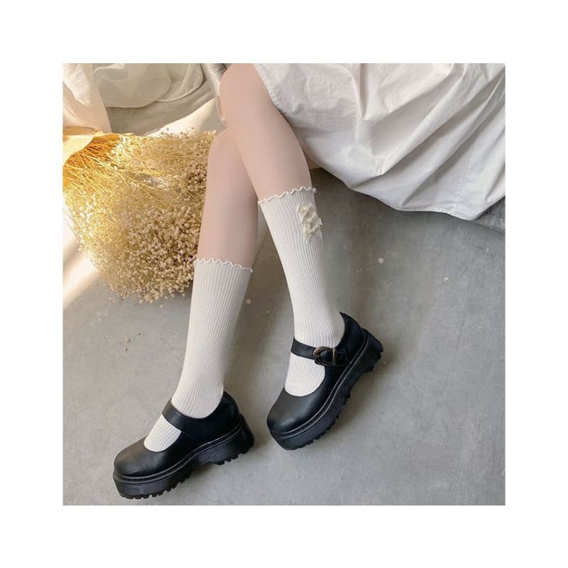 Bow Ruffle Trim Socks Egirldoll