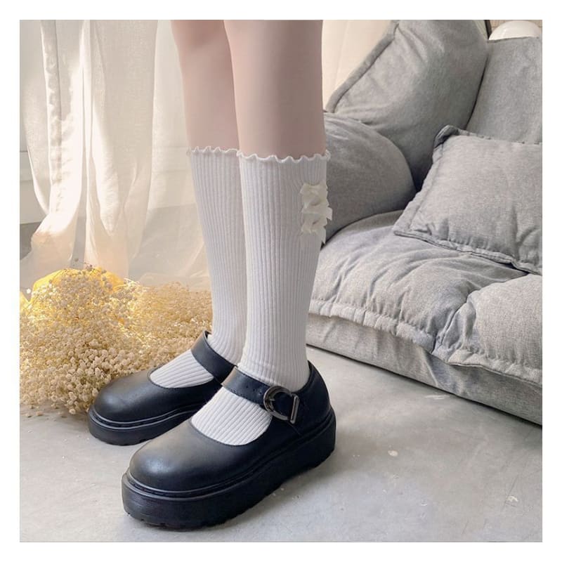 Bow Ruffle Trim Socks Egirldoll