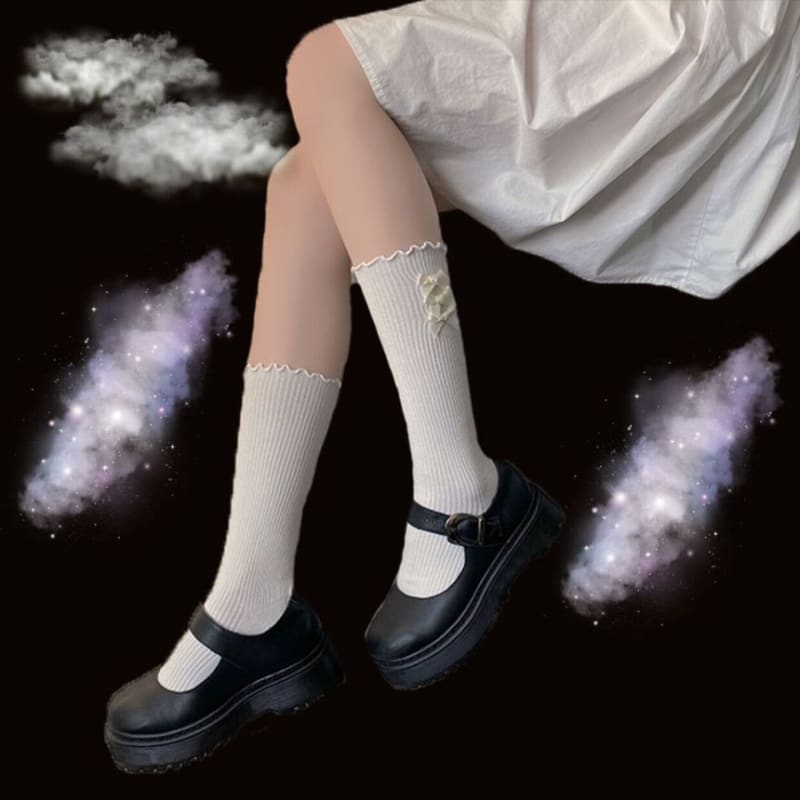 Bow Ruffle Trim Socks Egirldoll