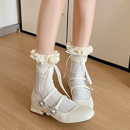 Bow Ruffle Trim Socks / Set