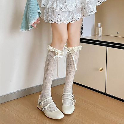 Bow Ruffle Trim Socks / Set