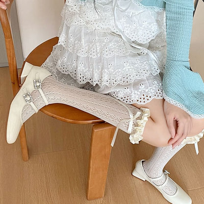 Bow Ruffle Trim Socks / Set