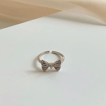 Bow Sterling Silver Open Ring - J2940 - Silver / One Size