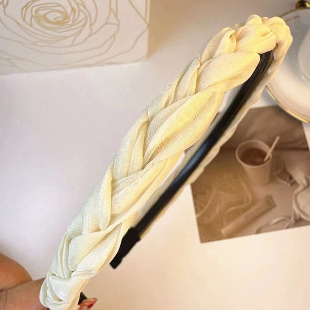 Braided Fabric Headband - Beige / One Size