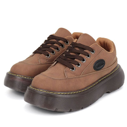 Brown Aesthetic Platform Oxford Shoes - Boots