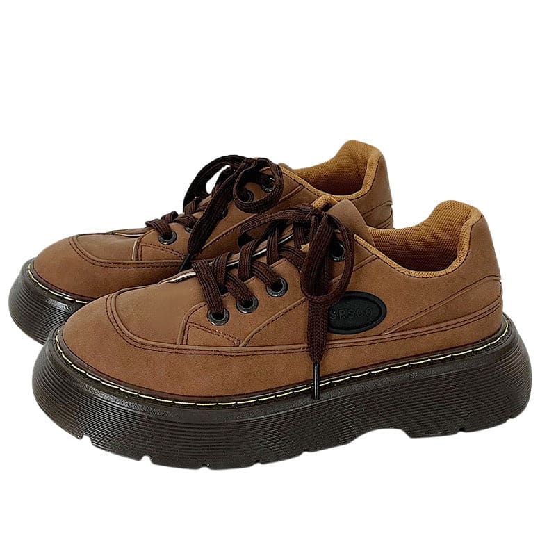 Brown Aesthetic Platform Oxford Shoes - EU35 (US5.0)