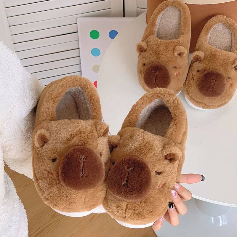 Brown Capibara Cotton Warm Slippers