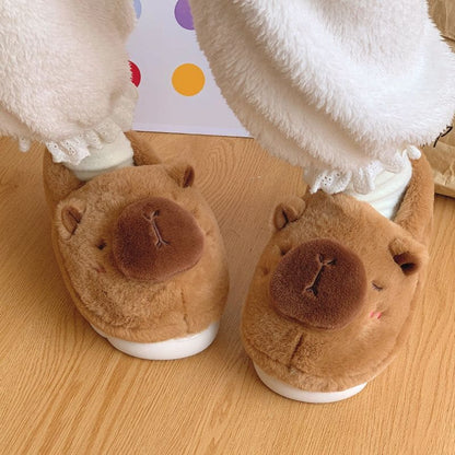 Brown Capibara Cotton Warm Slippers