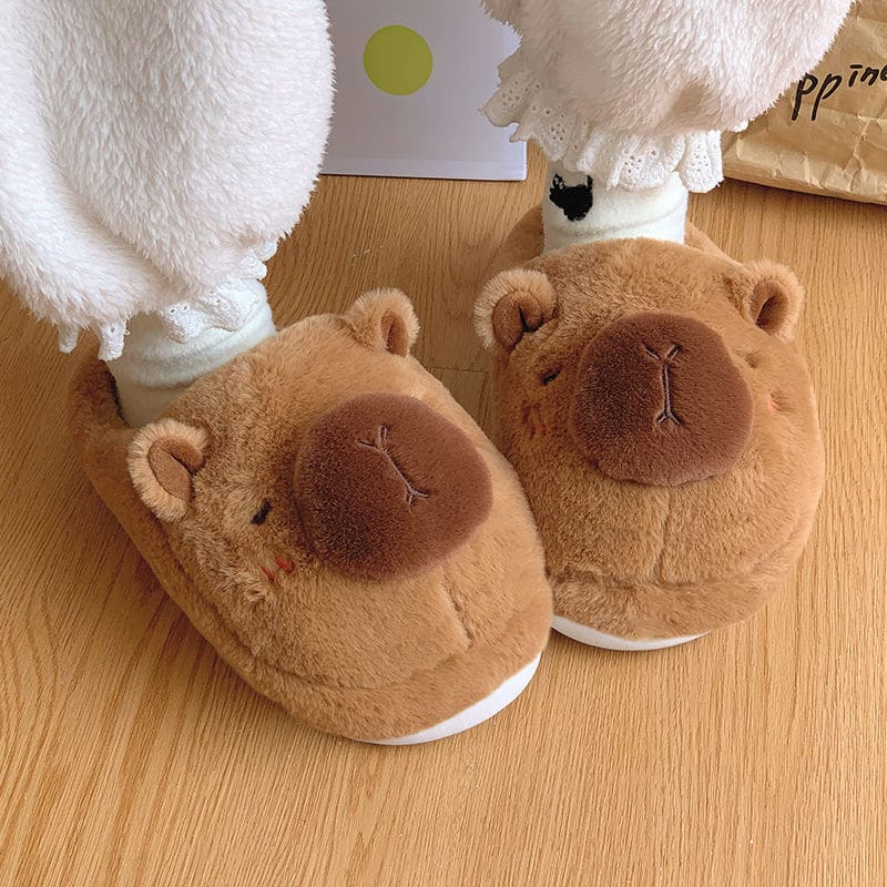 Brown Capibara Cotton Warm Slippers