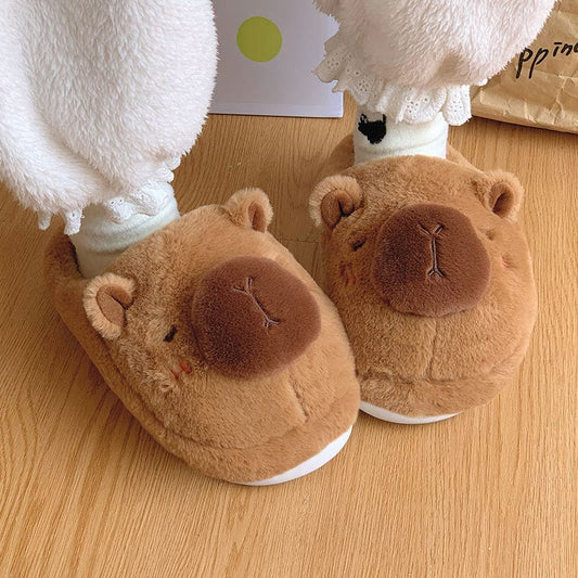 Brown Capibara Cotton Warm Slippers