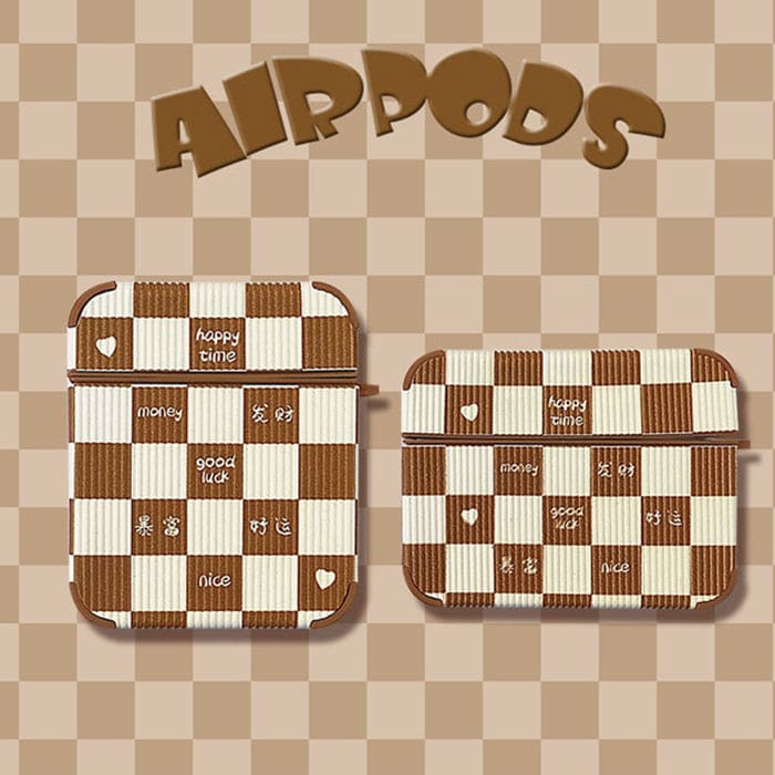 Brown Chessboard Airpods Case - AirPods Case