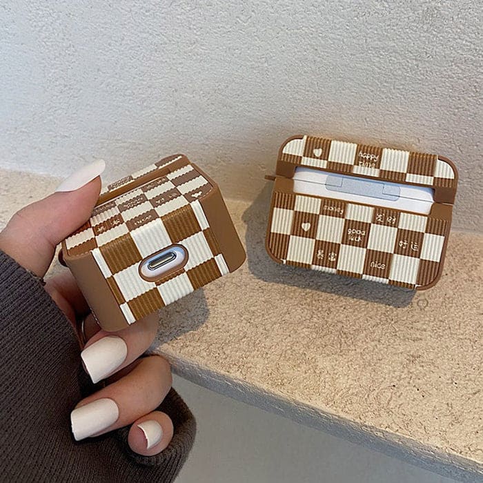 Brown Chessboard Airpods Case - AirPods Case