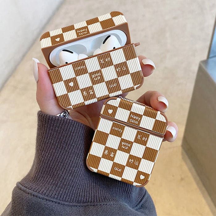 Brown Chessboard Airpods Case - AirPods Case