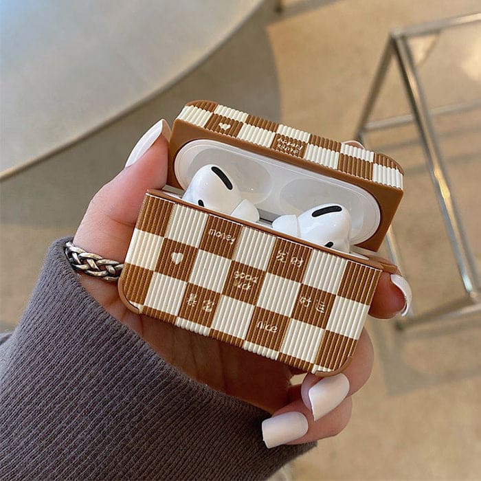 Brown Chessboard Airpods Case - AirPods Case