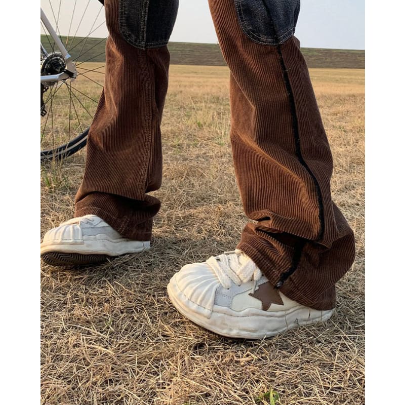 Brown Cowboy Wide Leg Jeans - Jeans