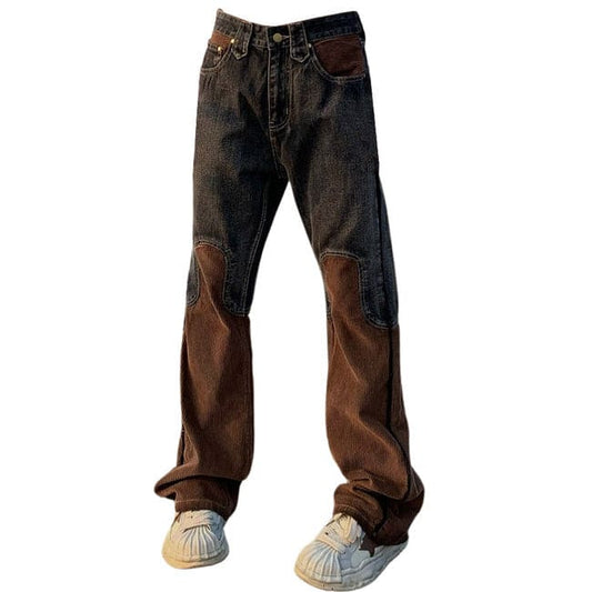 Brown Cowboy Wide Leg Jeans - S / Black/brown - Jeans