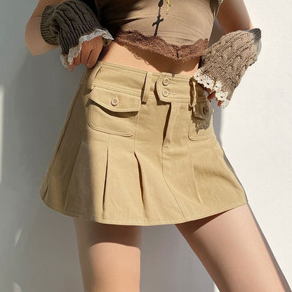 Brown Denim Mini Skirt - Skirt