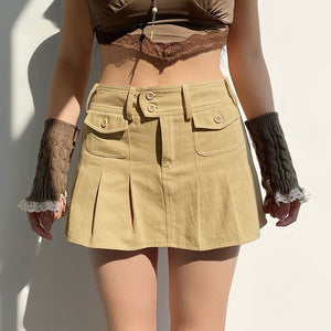 Brown Denim Mini Skirt - Skirt