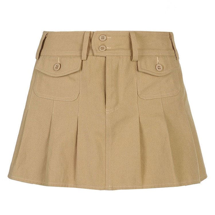 Brown Denim Mini Skirt - S / Beige - Skirt