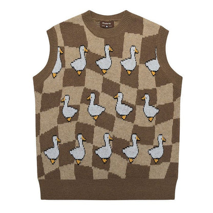 Brown Duck Knitted Vest - M / Brown - Vest