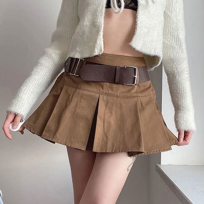 Brown Fashionable Mini Skirt - Skirt