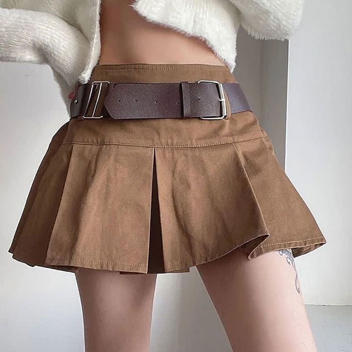 Brown Fashionable Mini Skirt - Skirt