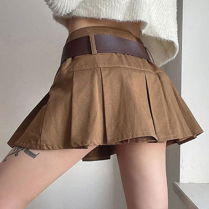 Brown Fashionable Mini Skirt - Skirt